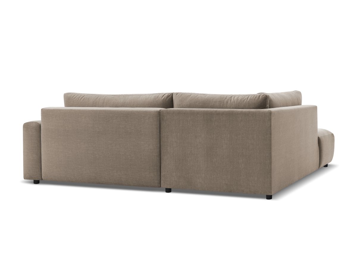 Canapé d'angle L convertible coffre ARSENE tissu velours avec pouf