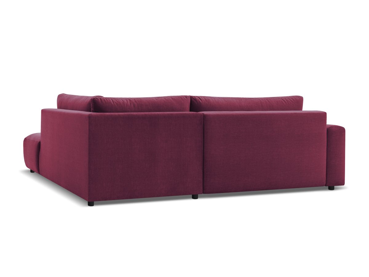 Canapé d'angle L convertible coffre ARSENE tissu velours avec pouf