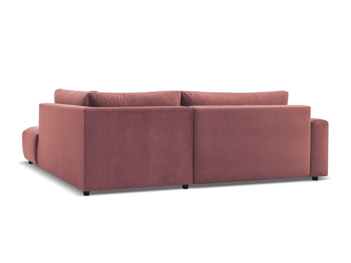 Canapé d'angle L convertible coffre ARSENE tissu velours avec pouf