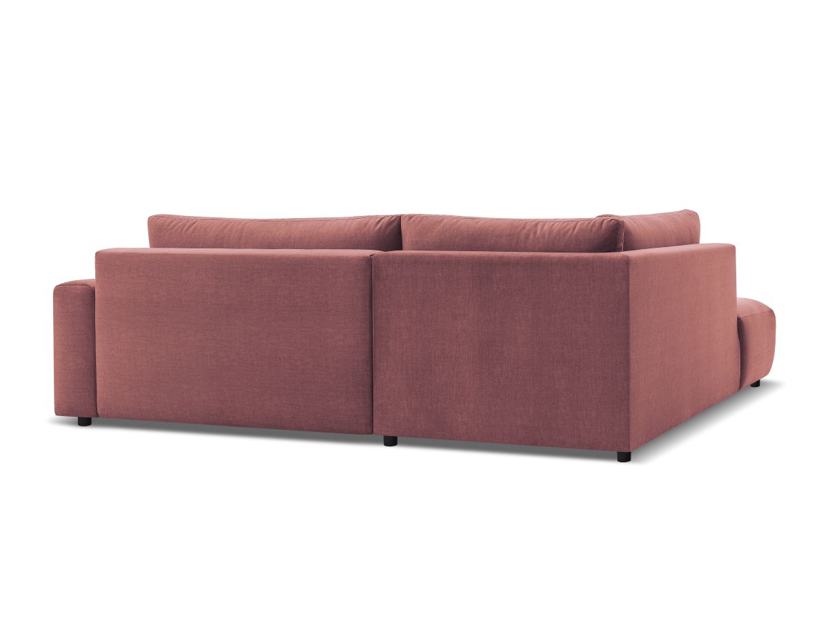 Canapé d'angle L convertible coffre ARSENE tissu velours avec pouf