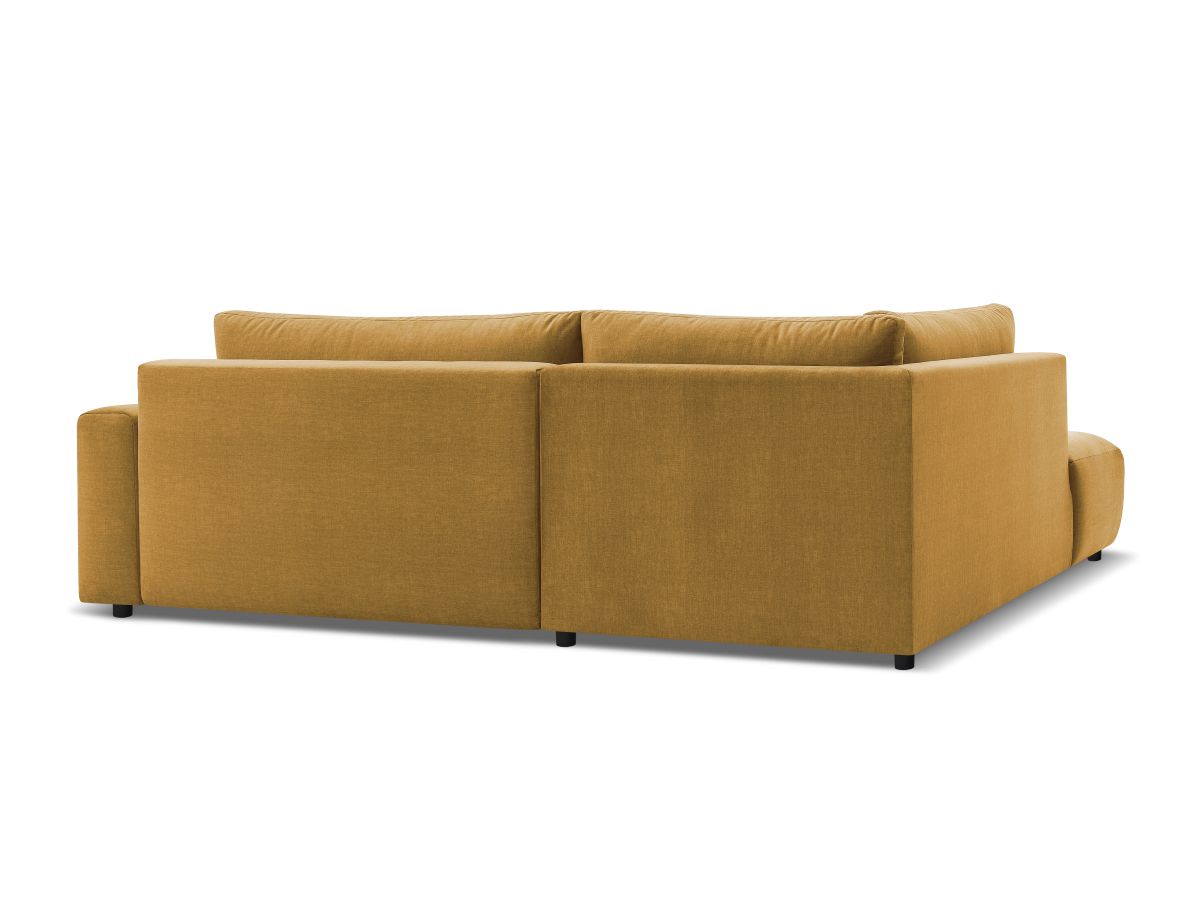 Canapé d'angle L convertible coffre ARSENE tissu velours avec pouf