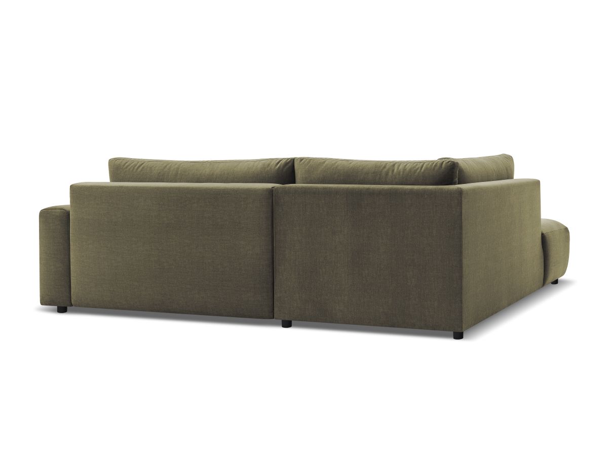 Canapé d'angle L convertible coffre ARSENE tissu velours avec pouf
