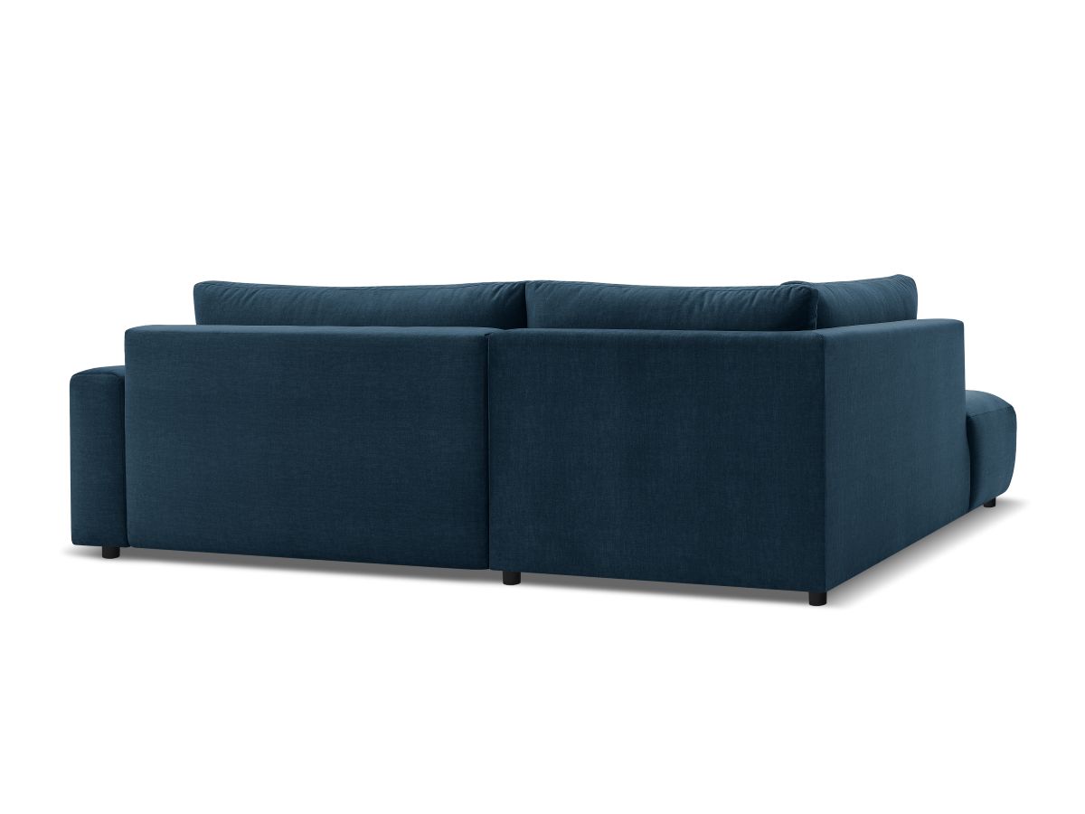 Canapé d'angle L convertible coffre ARSENE tissu velours avec pouf