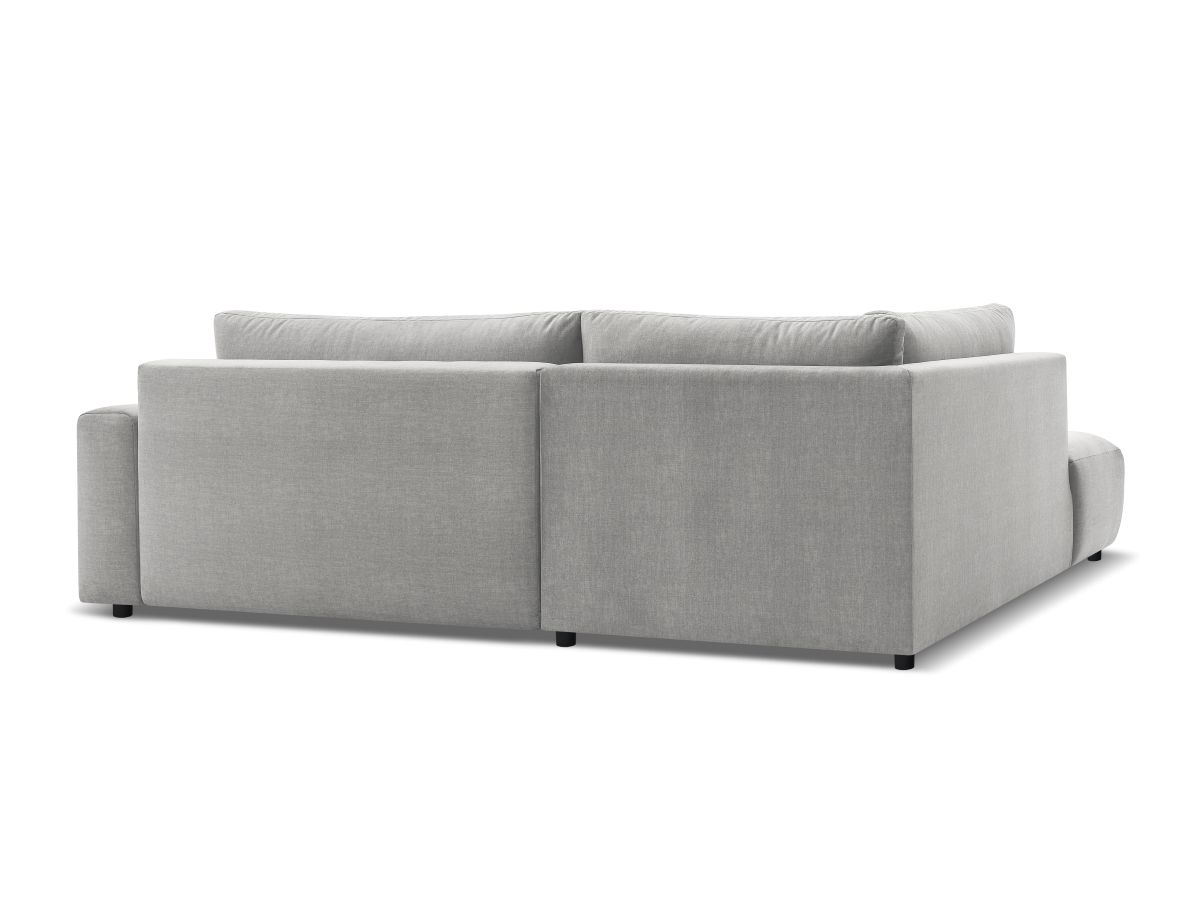 Canapé d'angle L convertible coffre ARSENE tissu velours avec pouf