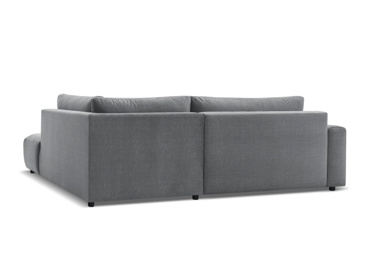 Canapé d'angle L convertible coffre ARSENE tissu velours avec pouf