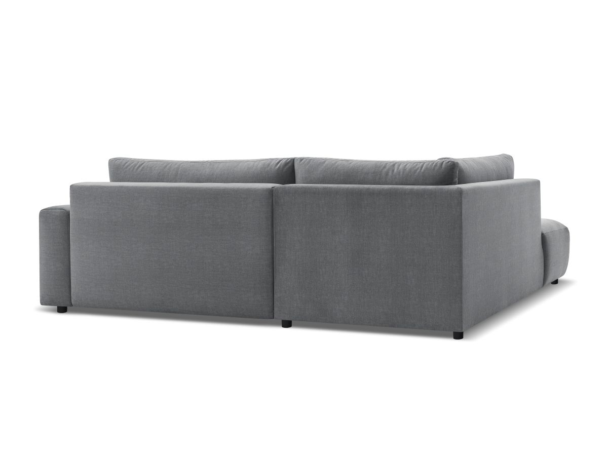 Canapé d'angle L convertible coffre ARSENE tissu velours avec pouf