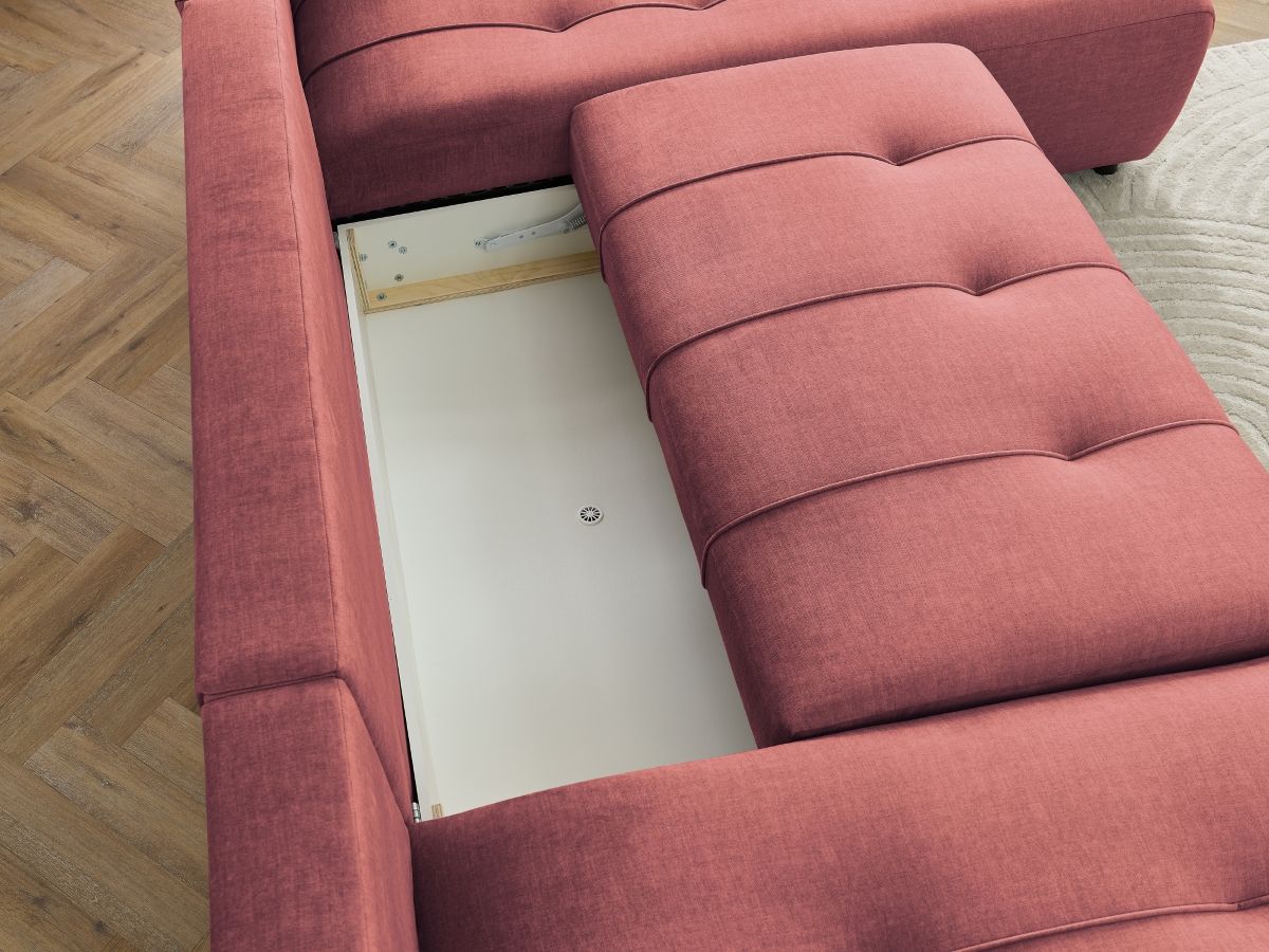 ARSENE converteerbare panoramische bank met opbergruimte van fluwelen stof