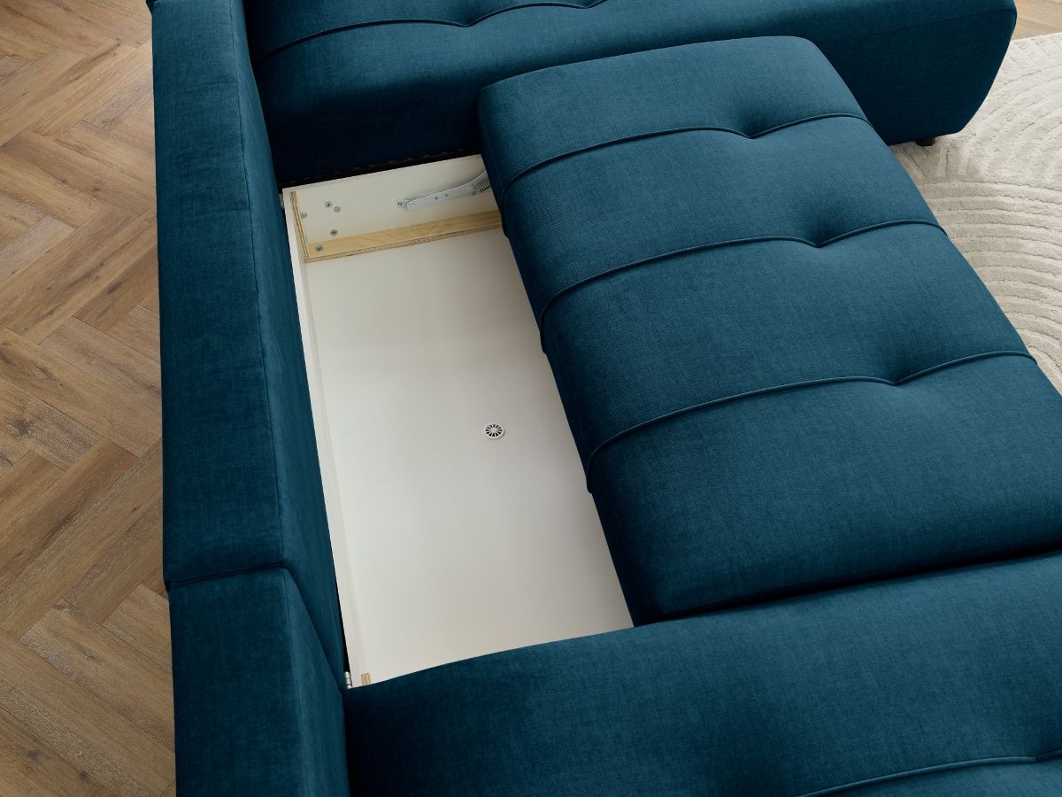 ARSENE converteerbare panoramische bank met opbergruimte van fluwelen stof