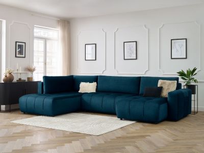 Canapé panoramique convertible coffre ARSENE tissu velours