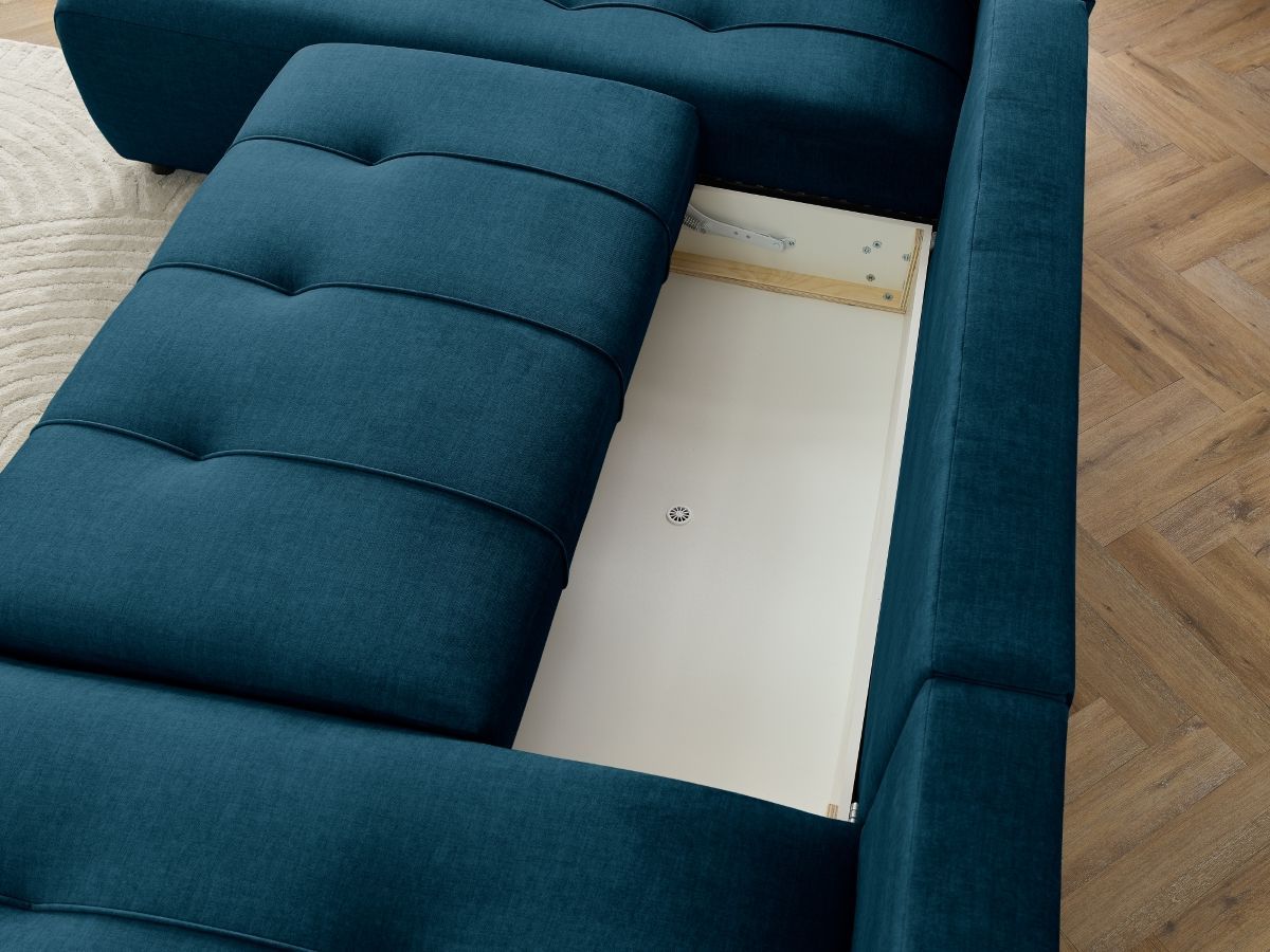 ARSENE converteerbare panoramische bank met opbergruimte van fluwelen stof
