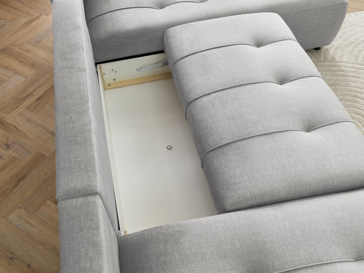 ARSENE converteerbare panoramische bank met opbergruimte van fluwelen stof
