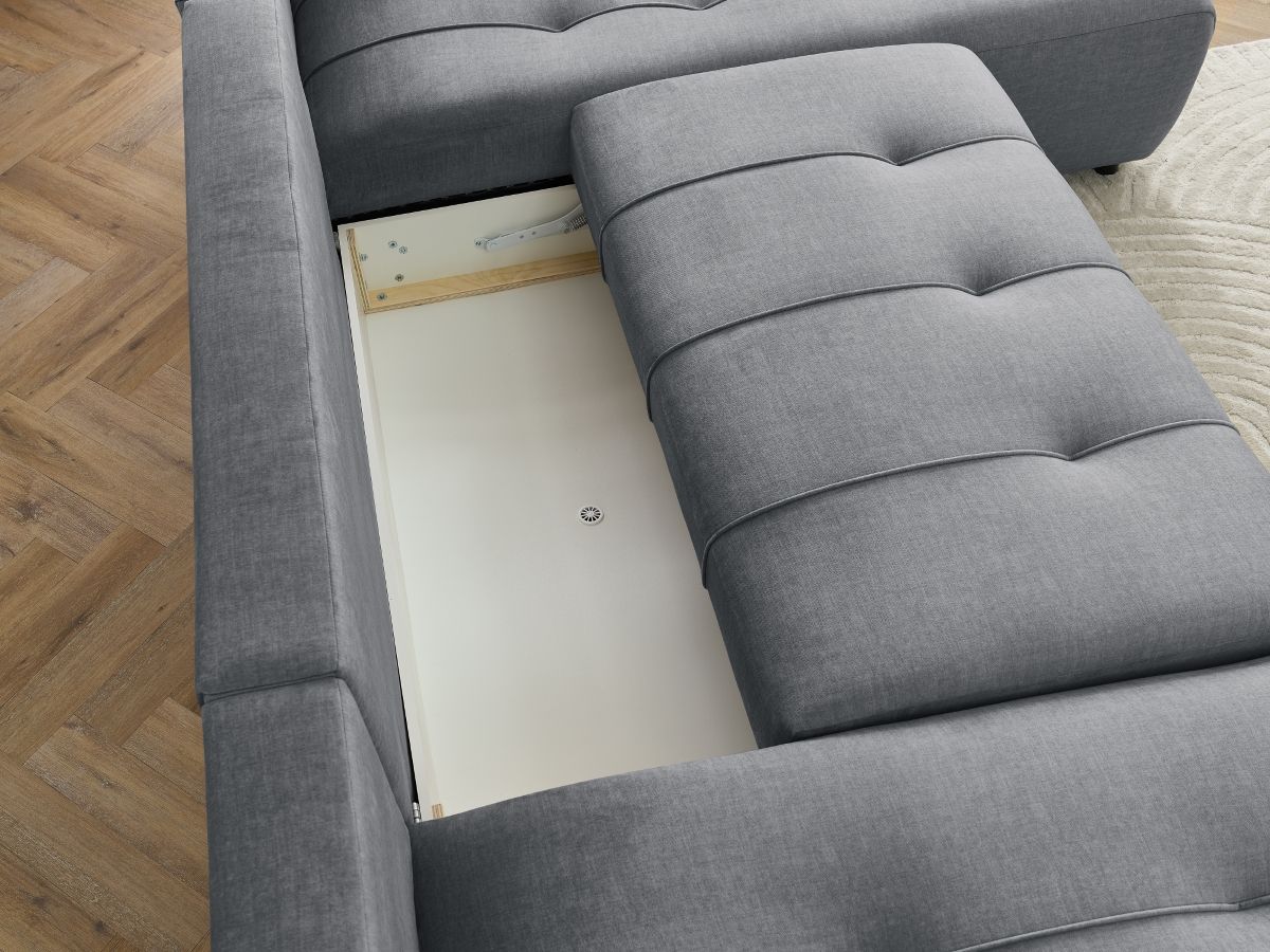 ARSENE converteerbare panoramische bank met opbergruimte van fluwelen stof