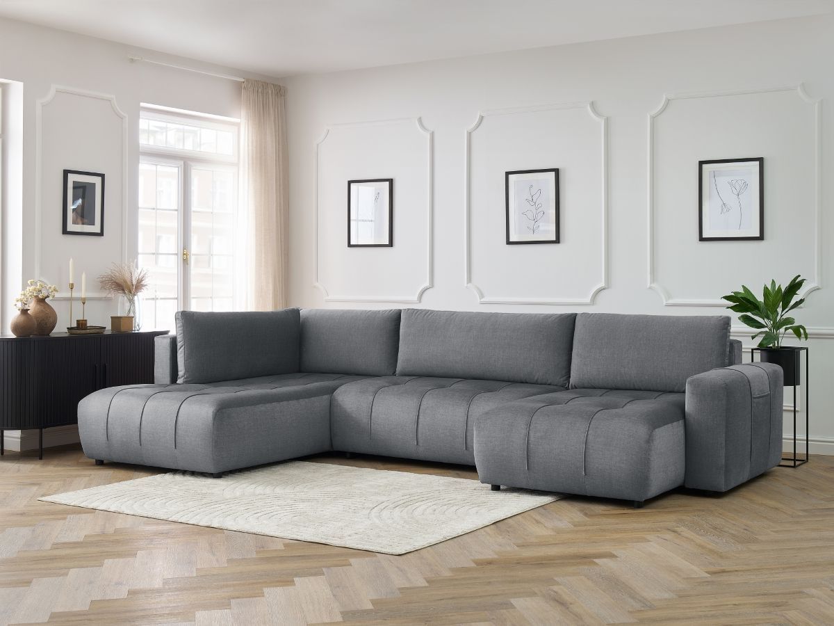 Canapé panoramique convertible coffre ARSENE velours gris foncé — vue 5