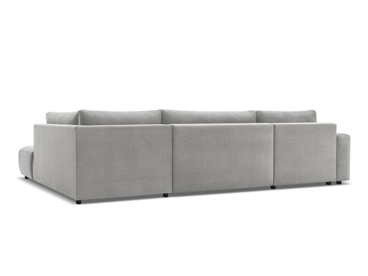 Canapé panoramique convertible coffre ARSENE tissu velours avec pouf