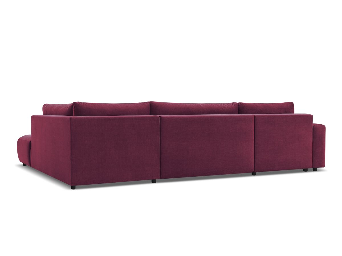 Canapé panoramique convertible coffre ARSENE tissu velours avec pouf