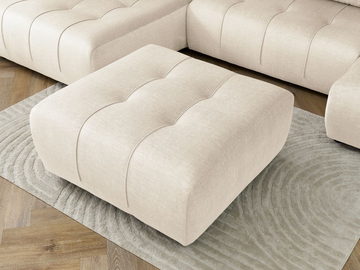 Canapé d'angle fixe EVEREST tissu chiné - Orange - Angle droit - 10 coussins