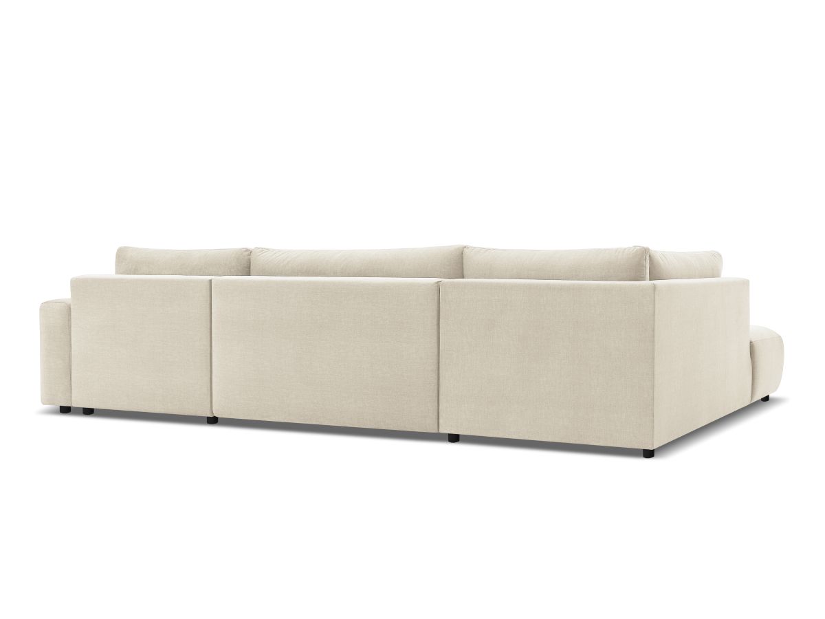 Canapé d'angle fixe EVEREST tissu chiné - Orange - Angle droit - 10 coussins