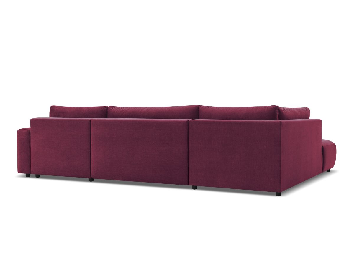 Canapé panoramique convertible coffre ARSENE tissu velours avec pouf