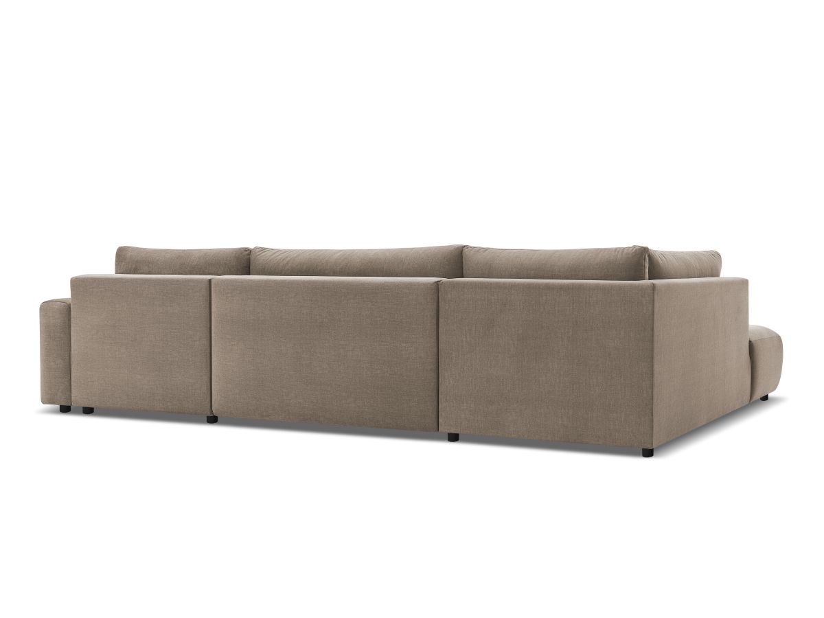 Canapé panoramique convertible coffre ARSENE tissu velours avec pouf
