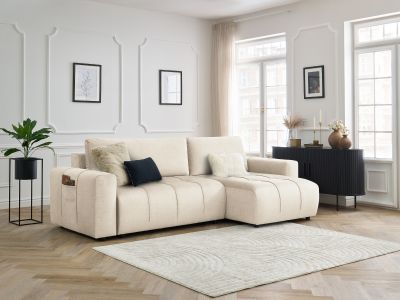 Canapé d'angle réversible convertible coffre ARSENE tissu velours