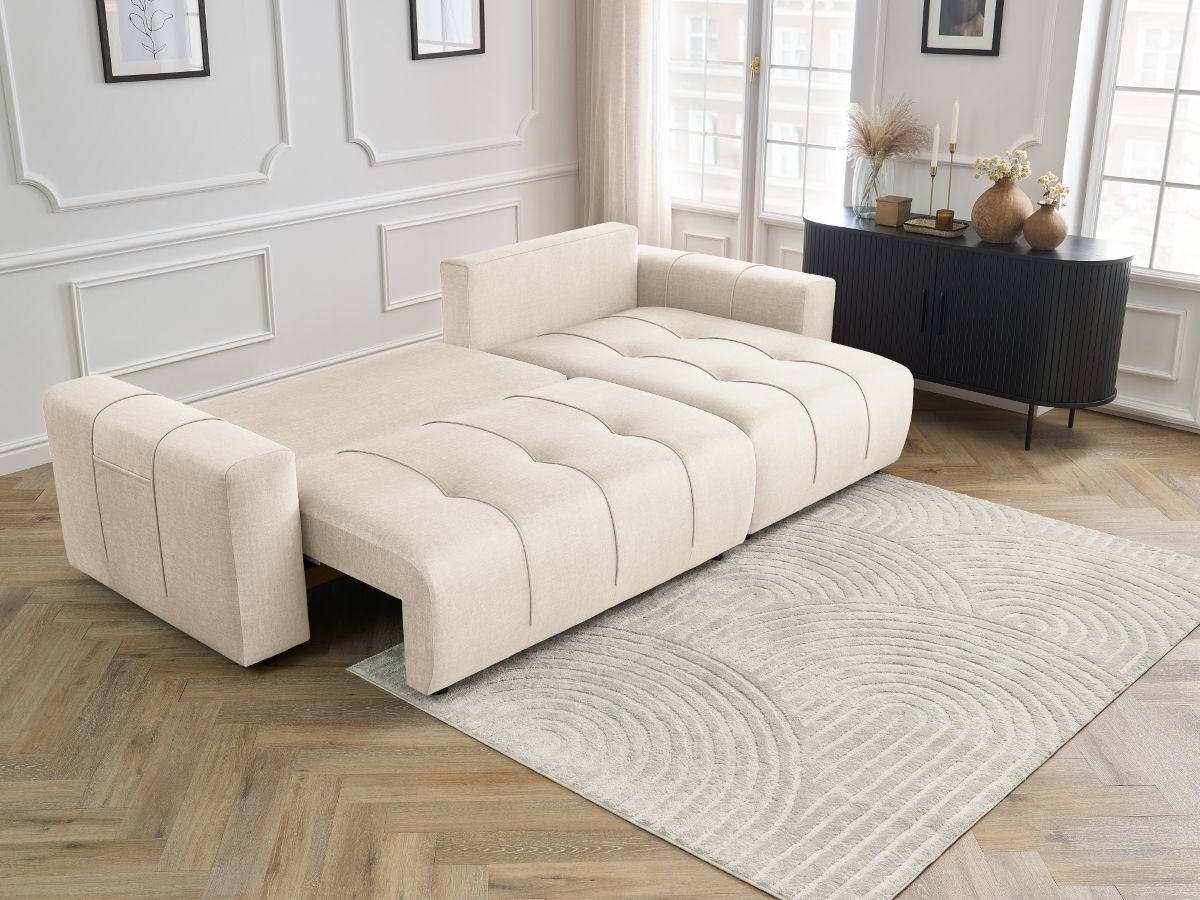 Canapé d'angle réversible convertible coffre ARSENE tissu velours