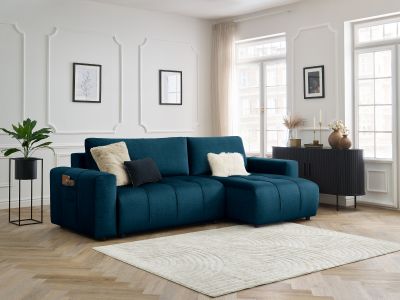 Canapé d'angle réversible convertible coffre ARSENE tissu velours