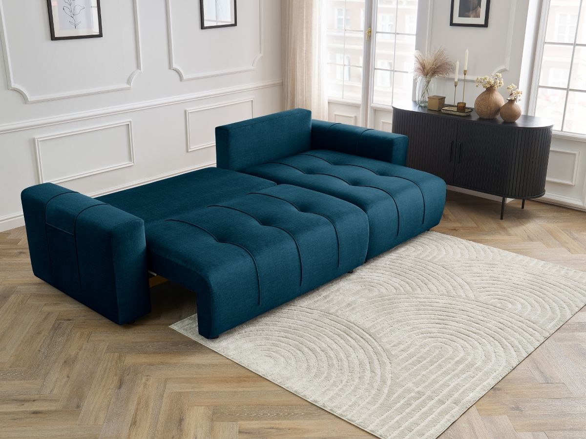 Canapé d'angle réversible convertible coffre ARSENE tissu velours
