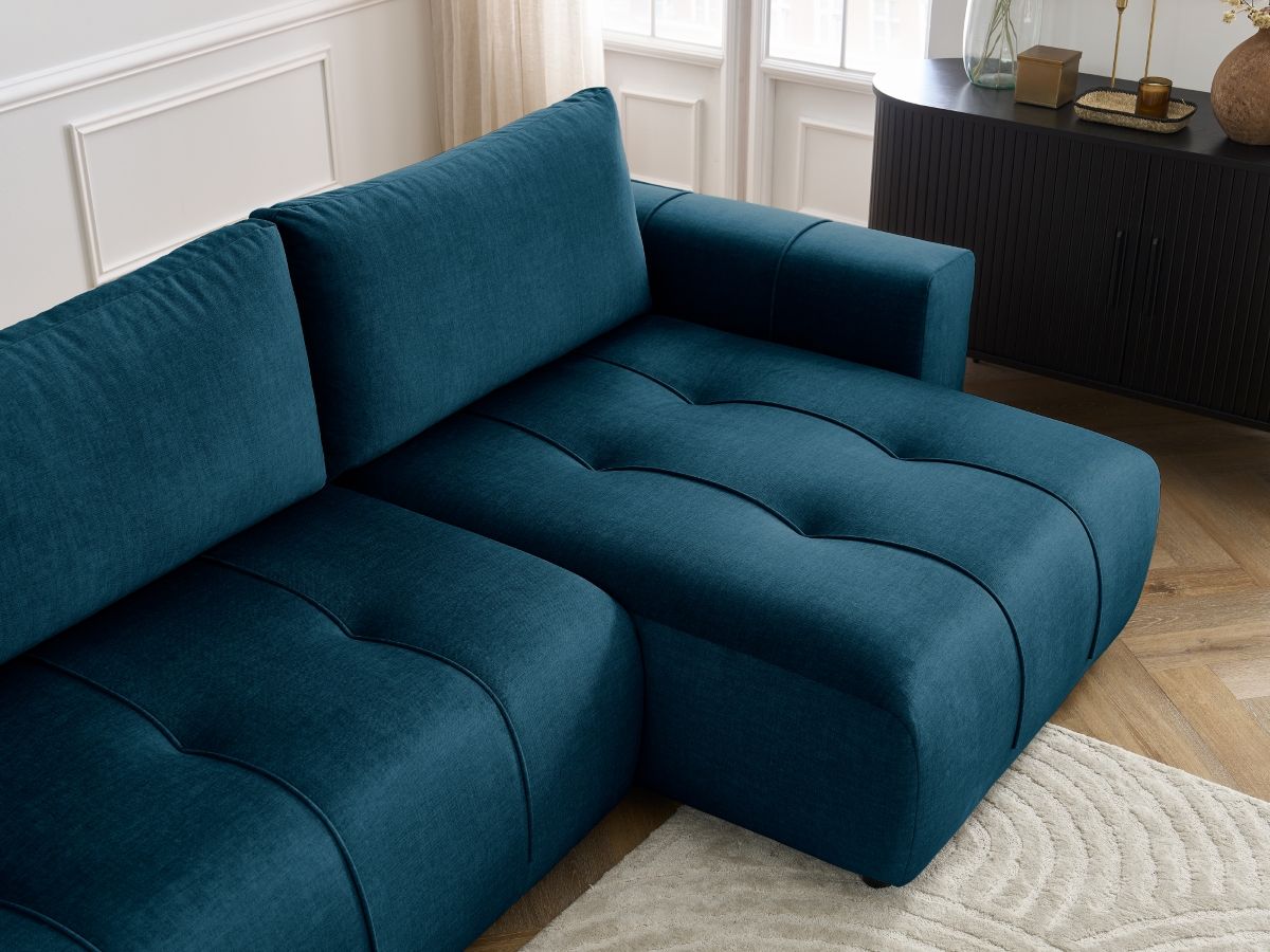 Canapé d'angle réversible convertible coffre ARSENE tissu velours