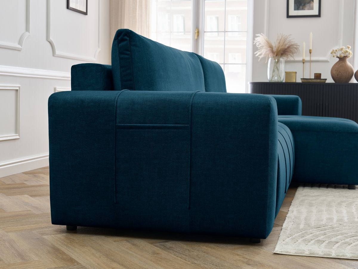 Canapé d'angle réversible convertible coffre ARSENE tissu velours