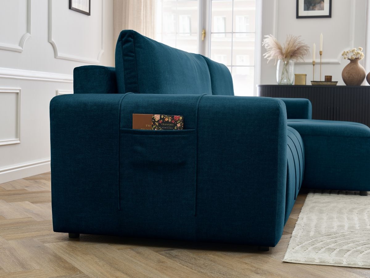 Canapé d'angle réversible convertible coffre ARSENE tissu velours