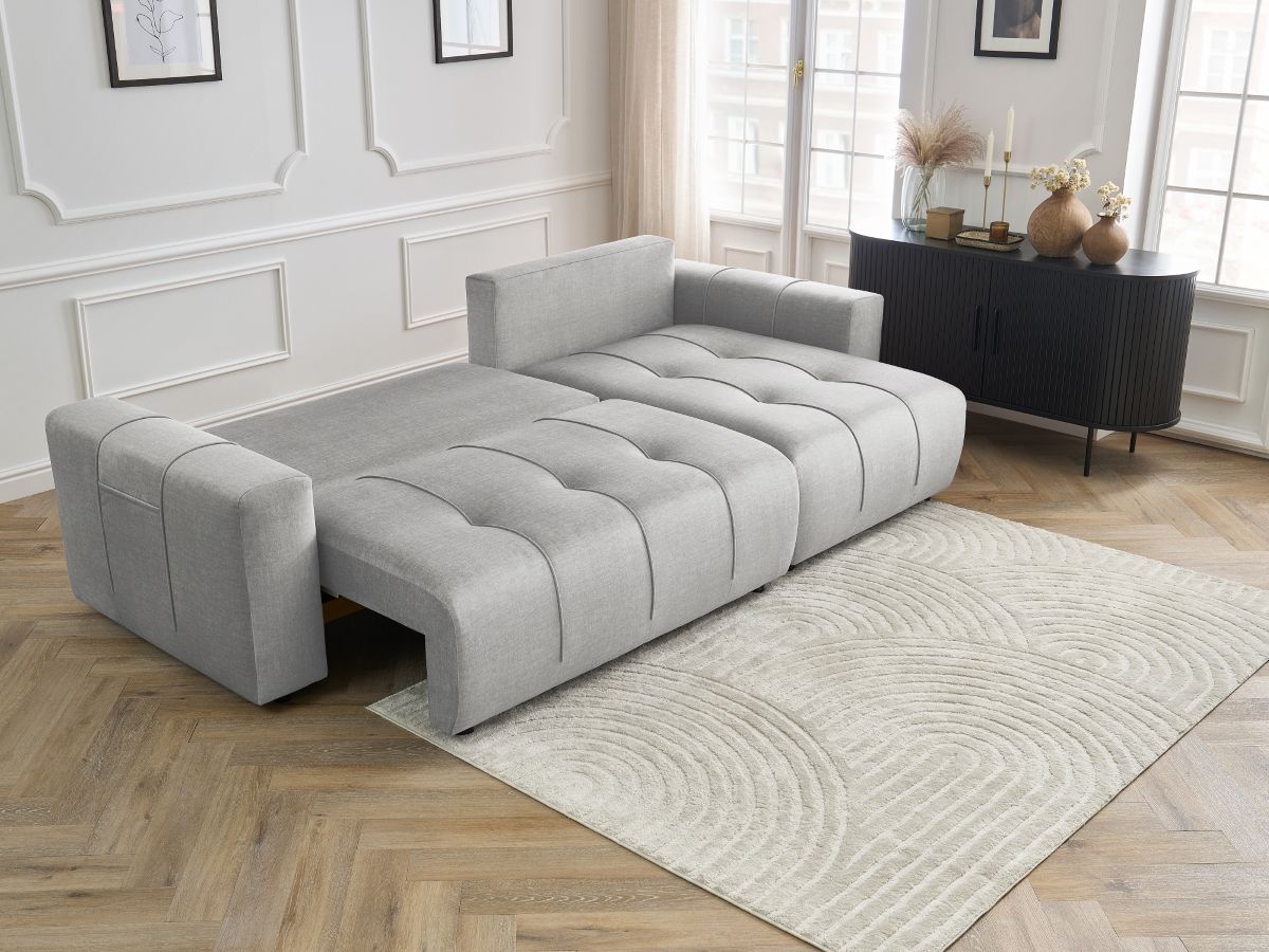 Canapé d'angle réversible convertible coffre ARSENE tissu velours