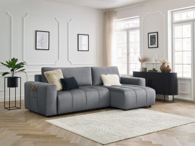 Canapé d'angle réversible convertible coffre ARSENE tissu velours