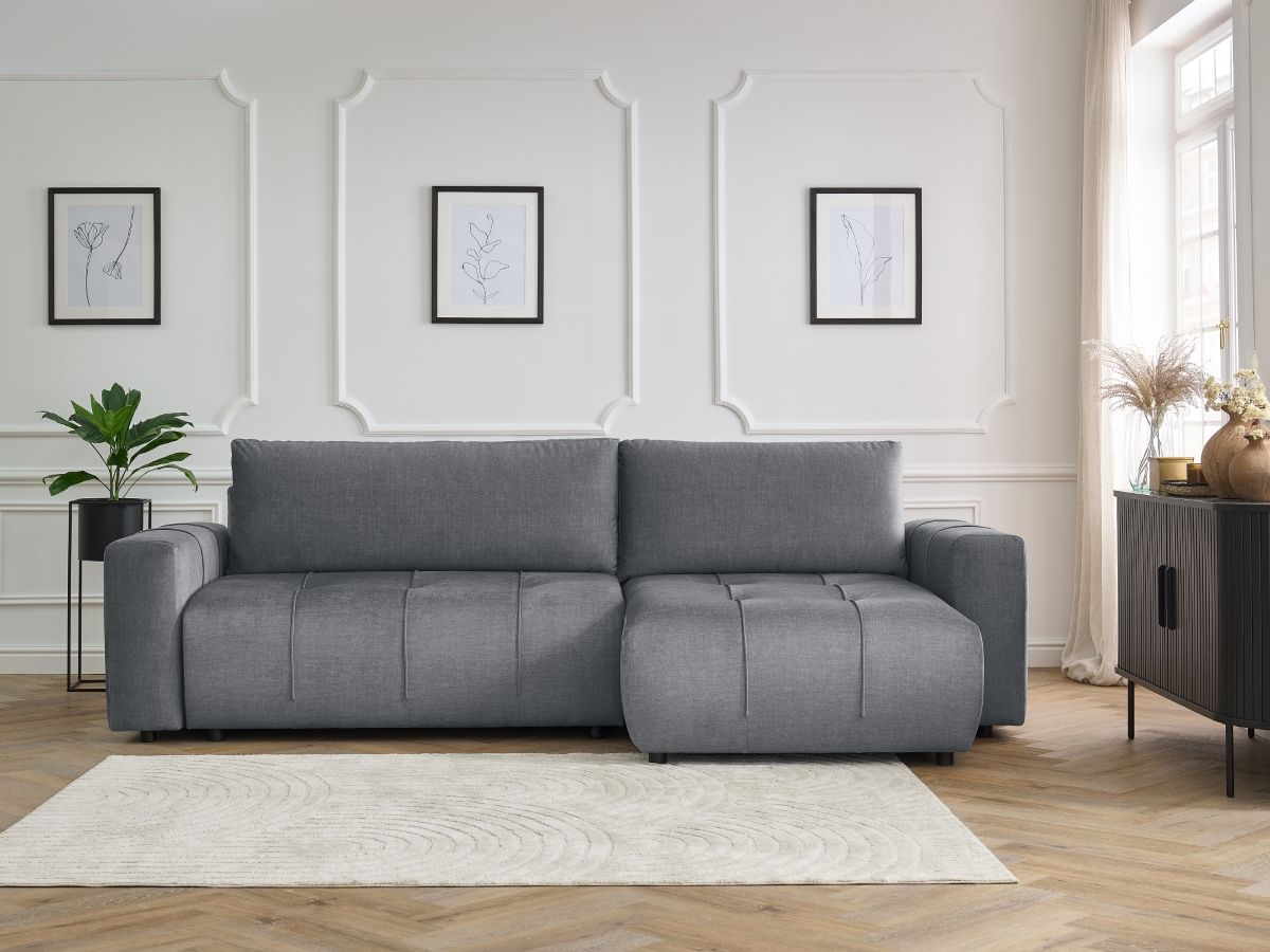 Canapé d'angle réversible convertible coffre ARSENE tissu velours