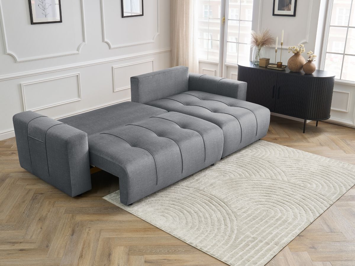 Canapé d'angle réversible convertible coffre ARSENE tissu velours