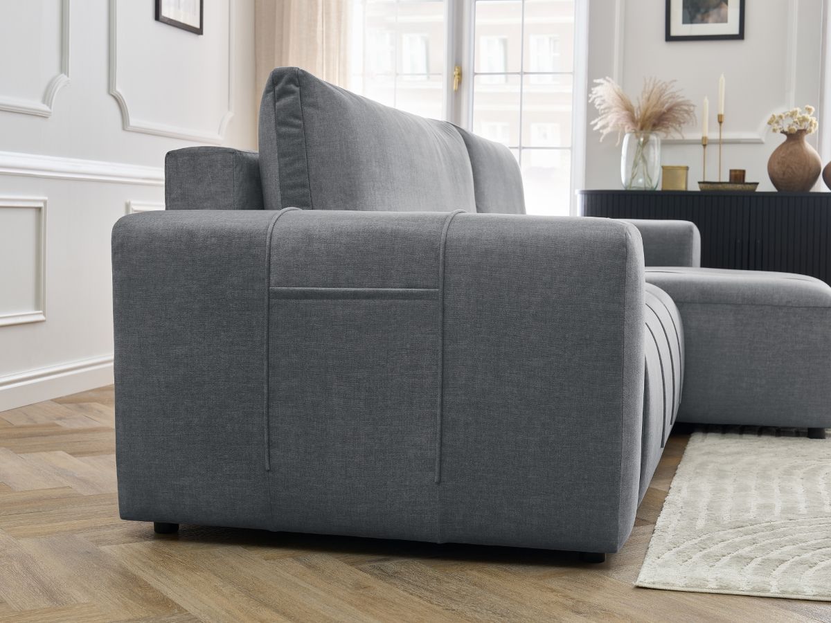 Canapé d'angle réversible convertible coffre ARSENE tissu velours