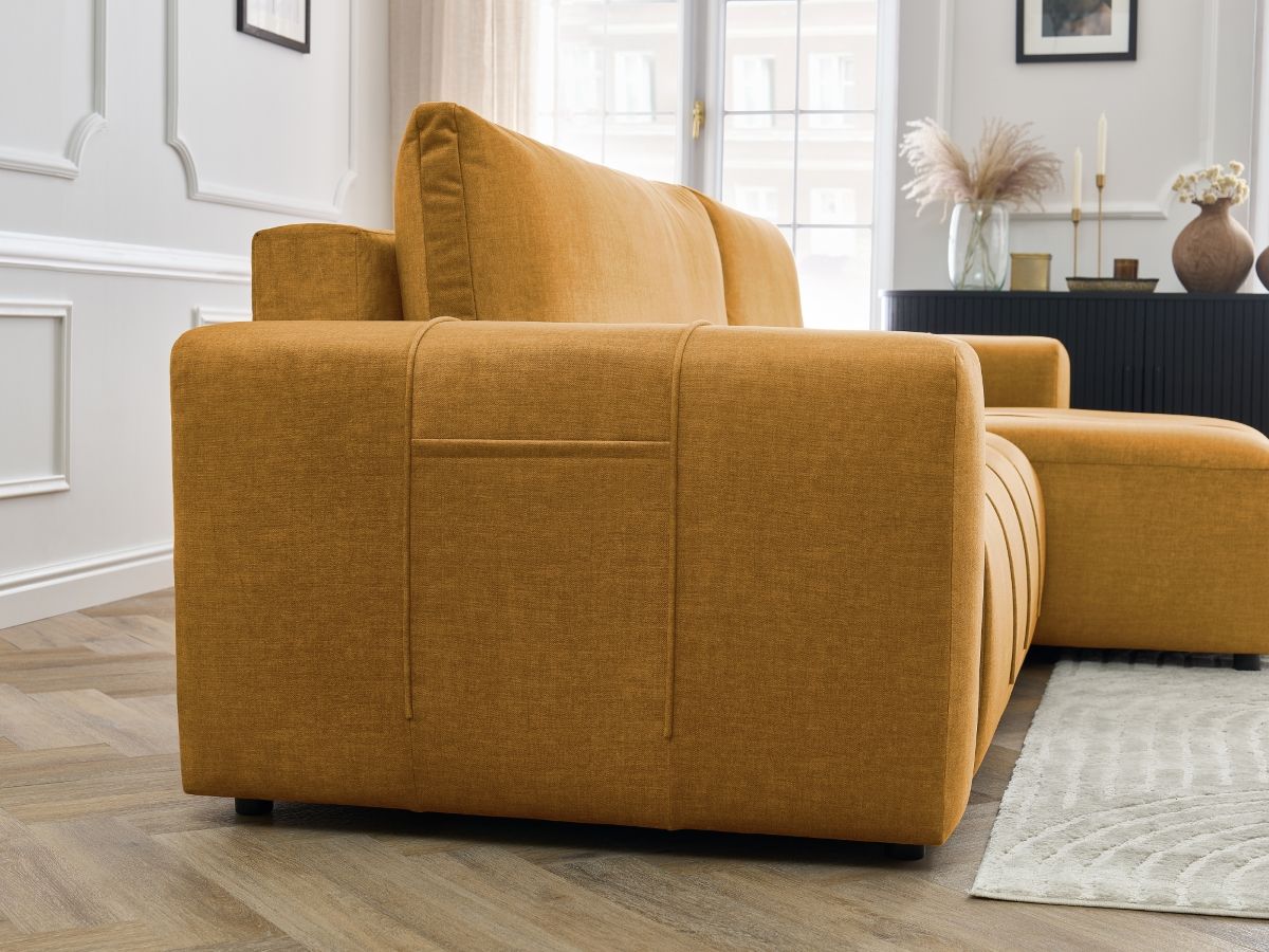 Canapé d'angle réversible convertible coffre ARSENE tissu velours