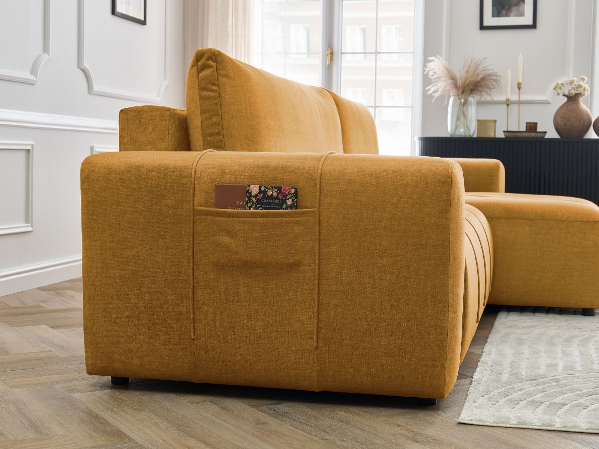 Canapé d'angle réversible convertible coffre ARSENE tissu velours