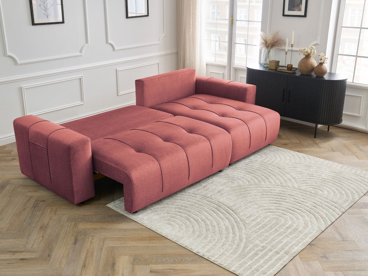 Canapé d'angle réversible convertible coffre ARSENE tissu velours