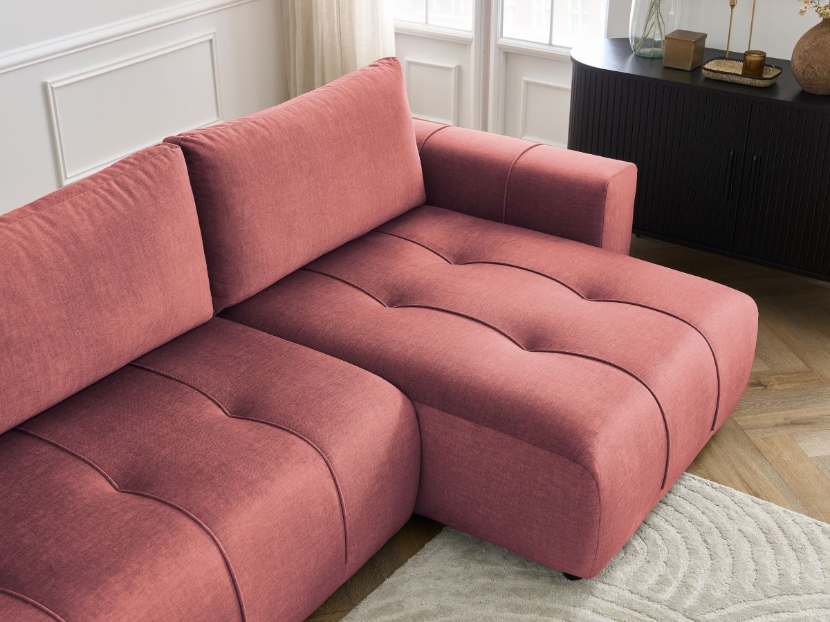 Canapé d'angle réversible convertible coffre ARSENE tissu velours