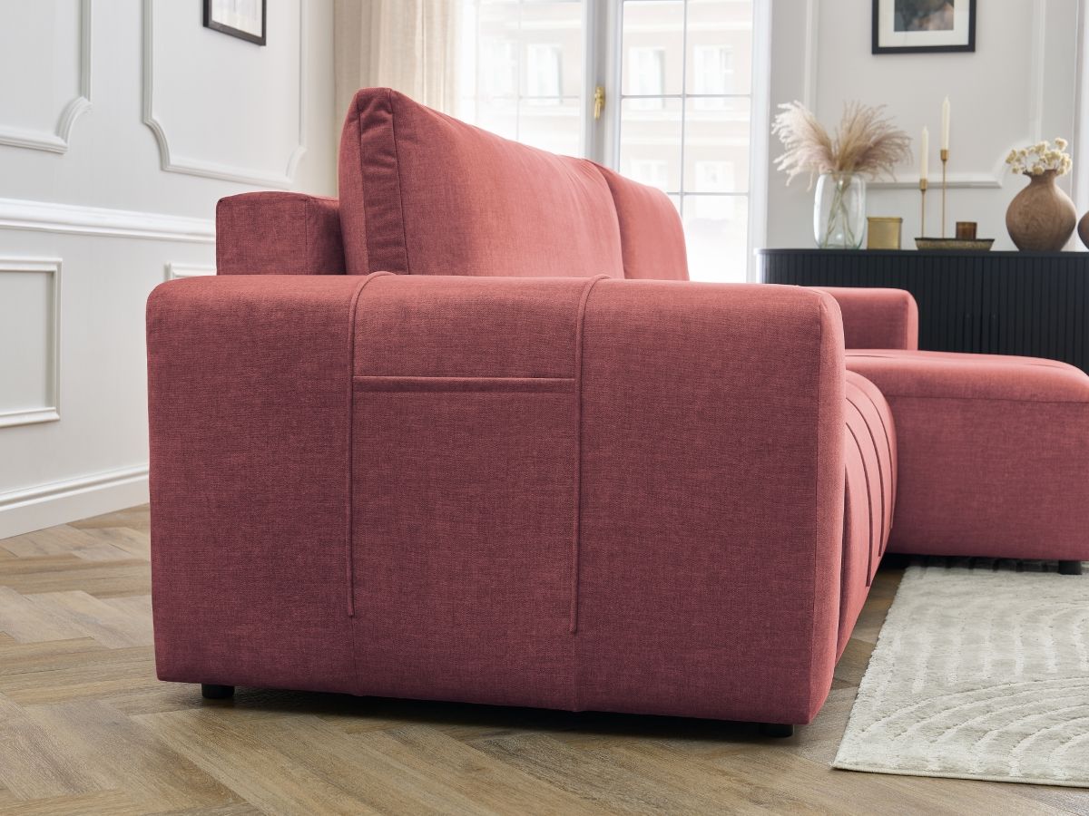 Canapé d'angle réversible convertible coffre ARSENE tissu velours