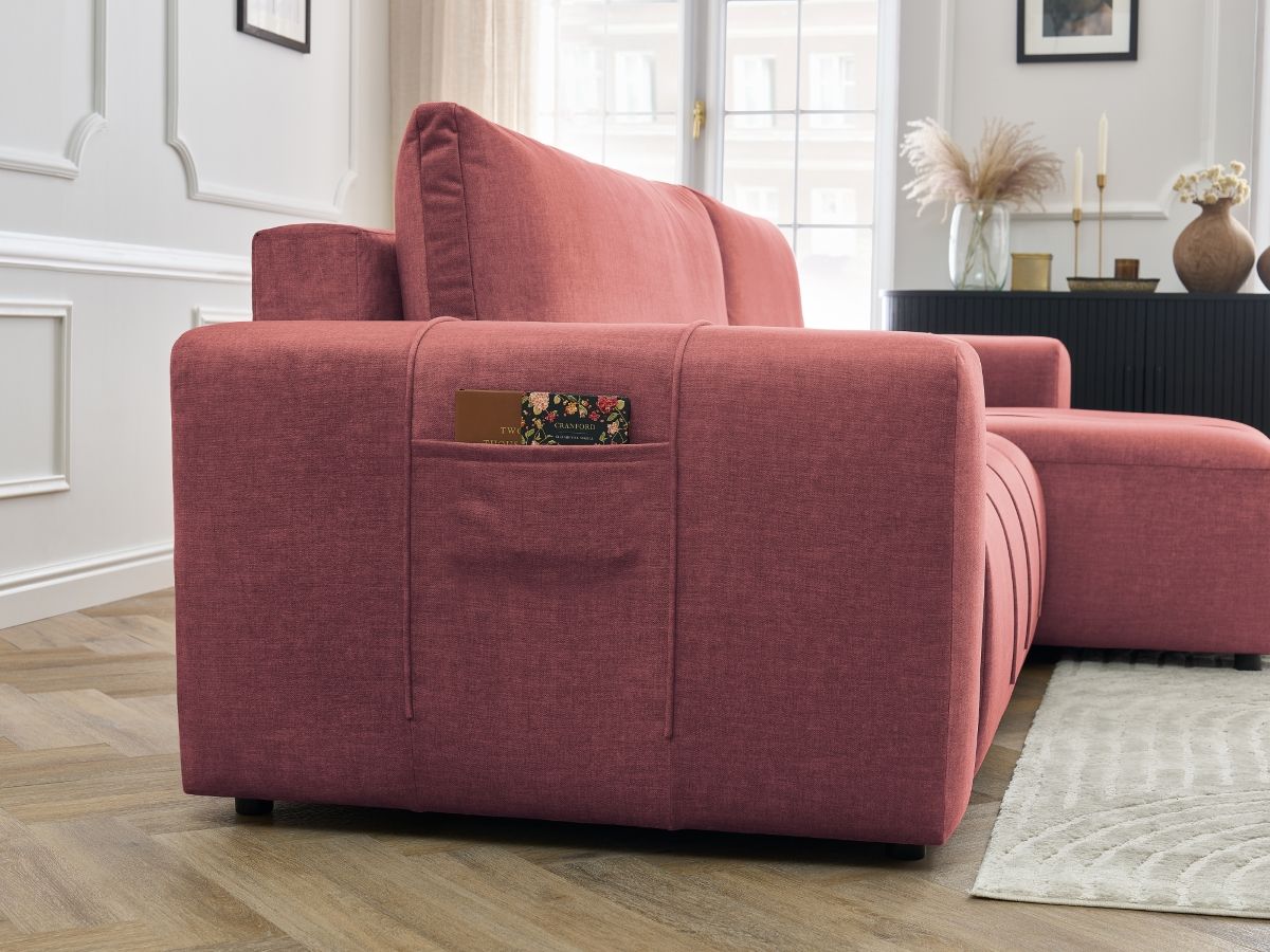 Canapé d'angle réversible convertible coffre ARSENE tissu velours