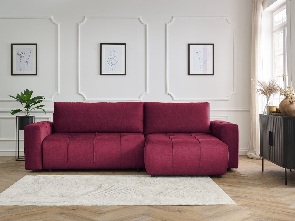 Canapé d'angle réversible convertible coffre ARSENE tissu velours