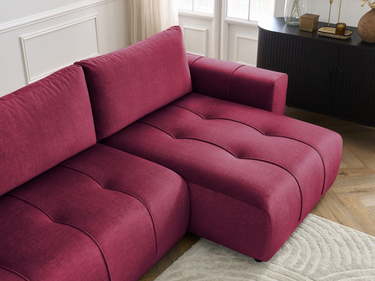 Canapé d'angle réversible convertible coffre ARSENE tissu velours