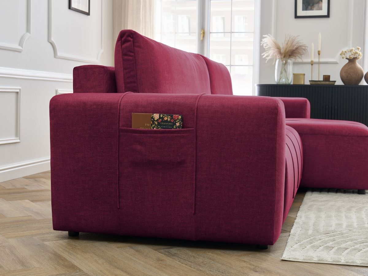 Canapé d'angle réversible convertible coffre ARSENE tissu velours