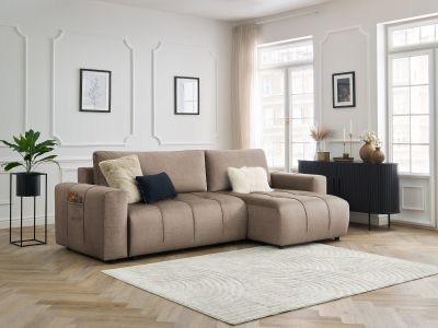 Canapé d'angle réversible convertible coffre ARSENE tissu velours