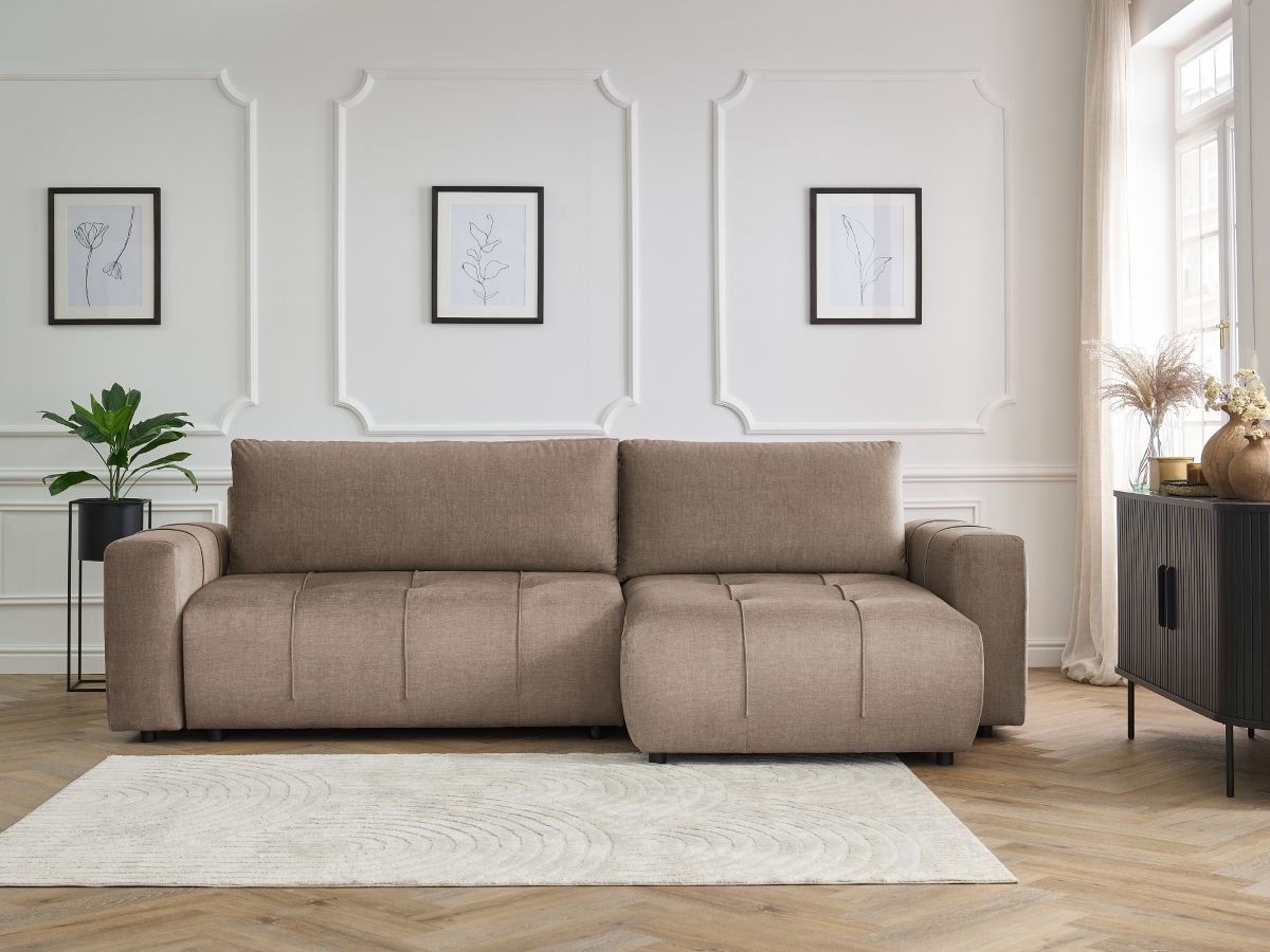 Canapé d'angle réversible convertible coffre ARSENE tissu velours