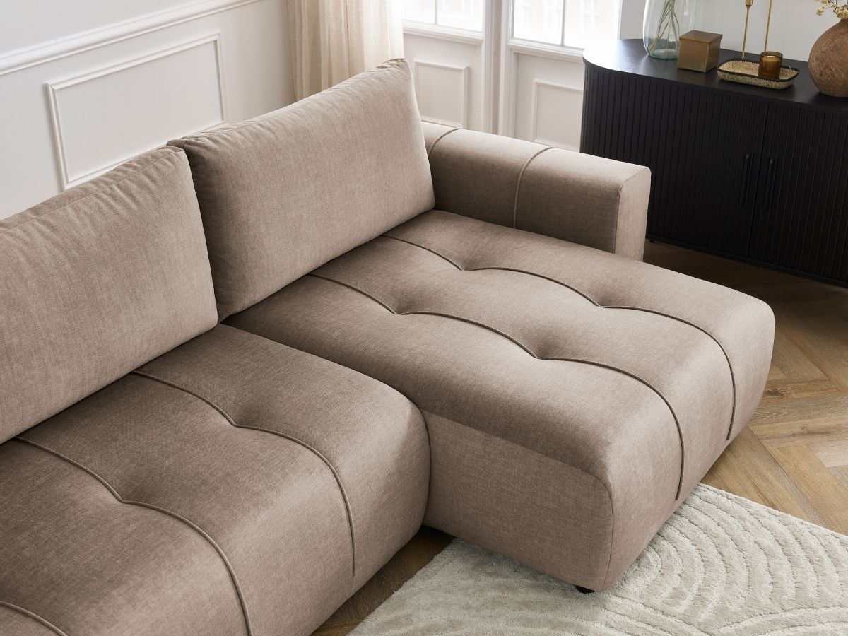 Canapé d'angle réversible convertible coffre ARSENE tissu velours