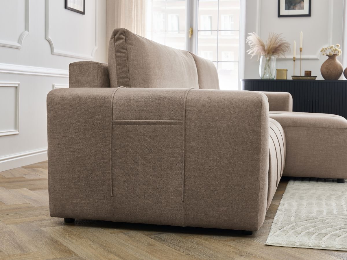 Canapé d'angle réversible convertible coffre ARSENE tissu velours