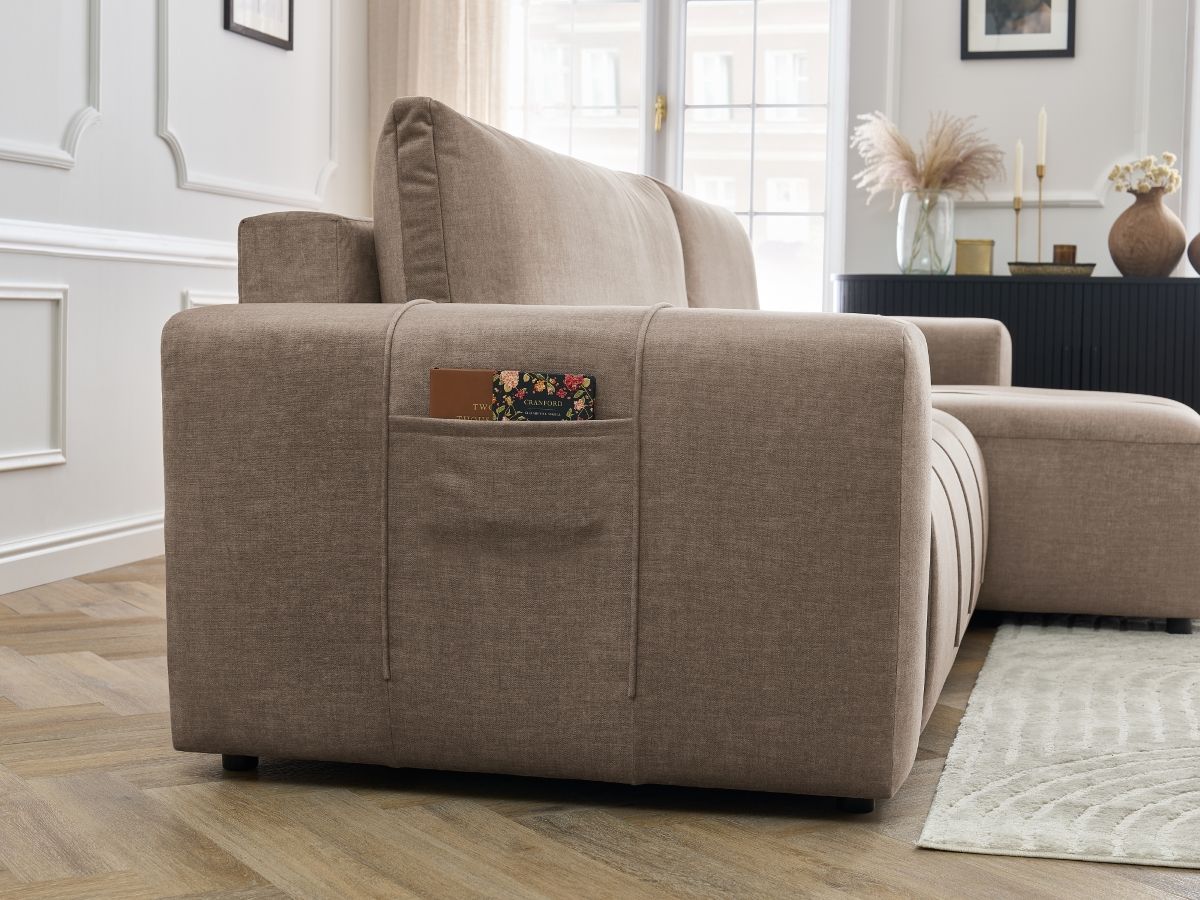 Canapé d'angle réversible convertible coffre ARSENE tissu velours
