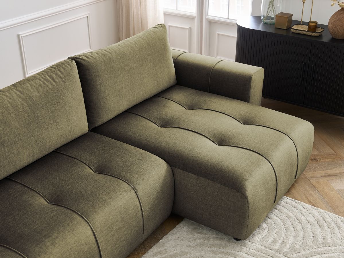 Canapé d'angle réversible convertible coffre ARSENE tissu velours